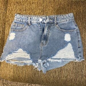 Denim High-rise distressed shorts